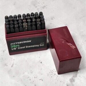 Pittsburgh 36pc Steel Stamping Set 1/8" Letters Numbers Hardened Metal Punch Set